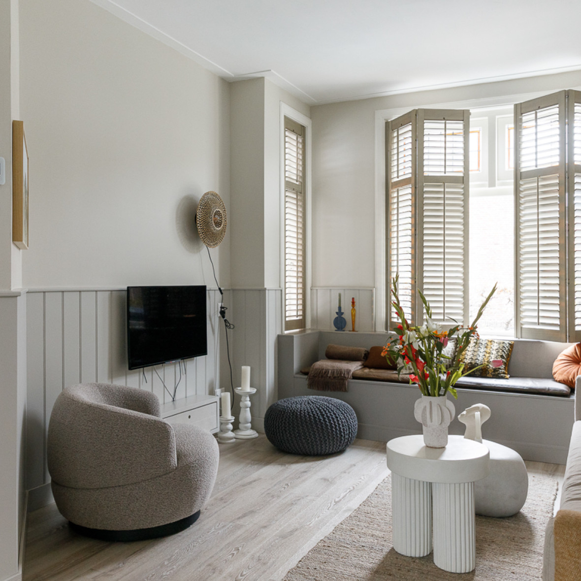 Shutters woonkamer Old White Lisse - vtwonen