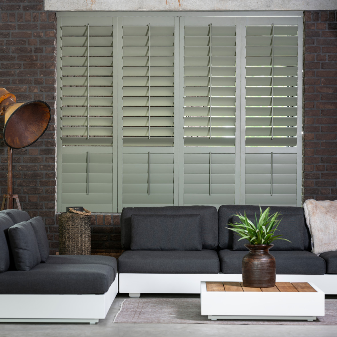 Shutters groen moss grey Interieurstek