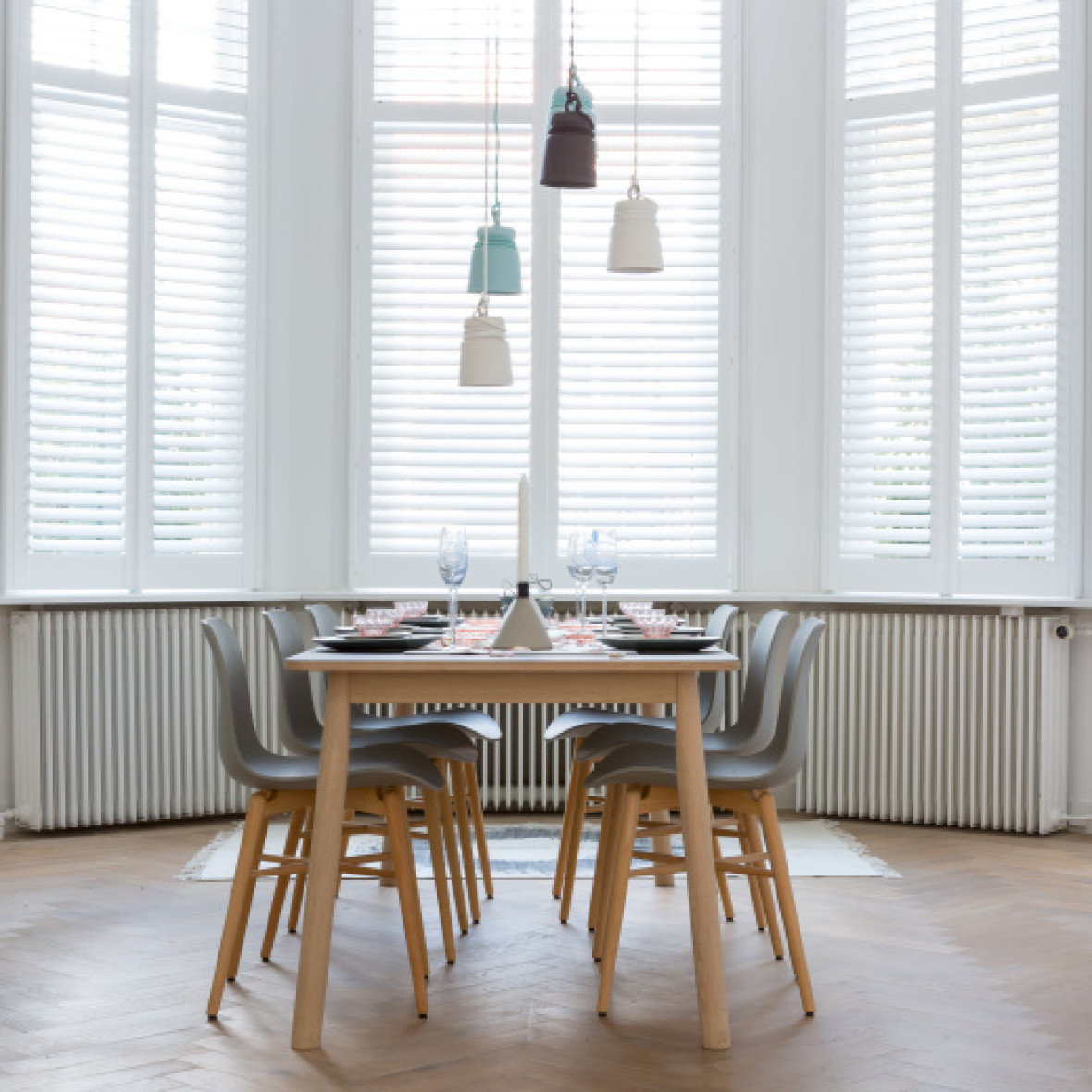 shutters in eetkamer ronde erker